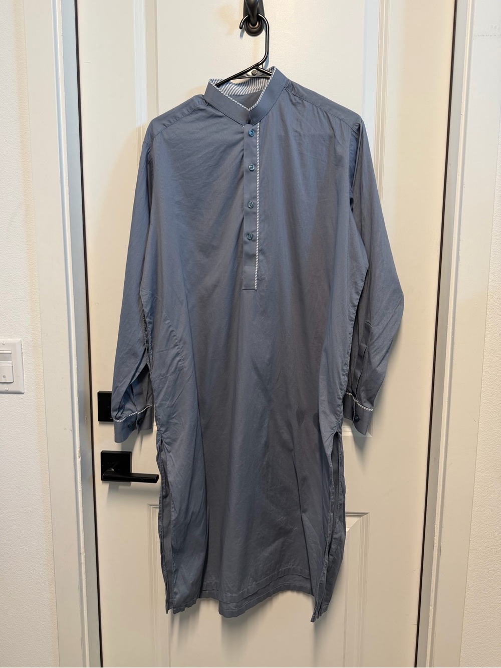 Men’s Blue Gray Pakistani Shalwar Kameez Set – Traditional Kurta Outfit